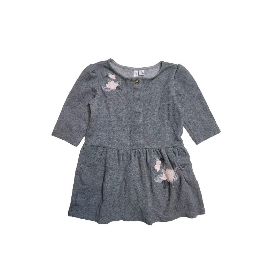 Janie And Jack EMBROIDERED FLORAL DRESS Gray 3